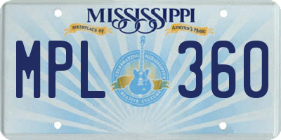 MS license plate MPL360