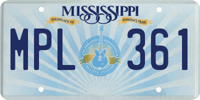 MS license plate MPL361