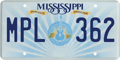 MS license plate MPL362