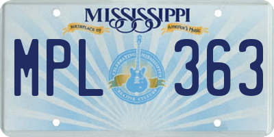 MS license plate MPL363