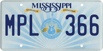 MS license plate MPL366