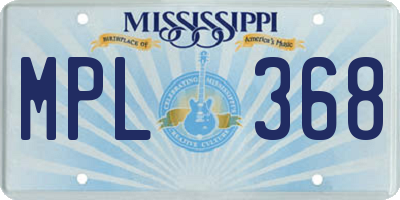 MS license plate MPL368