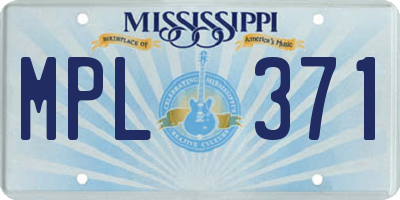 MS license plate MPL371
