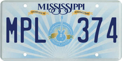 MS license plate MPL374