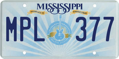 MS license plate MPL377
