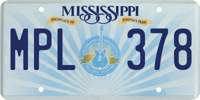 MS license plate MPL378