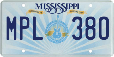 MS license plate MPL380