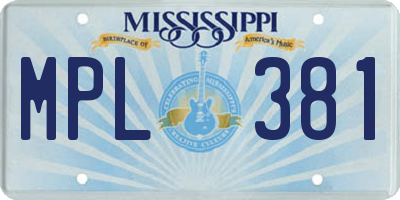 MS license plate MPL381