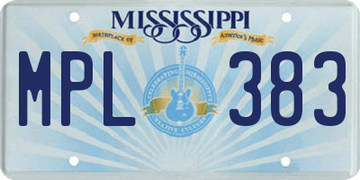 MS license plate MPL383