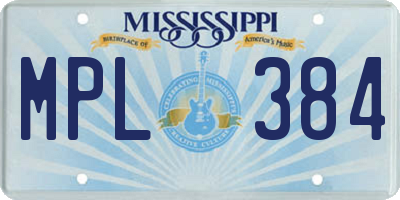 MS license plate MPL384