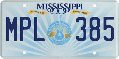 MS license plate MPL385