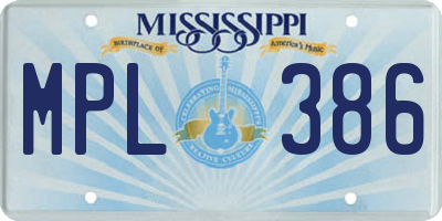 MS license plate MPL386