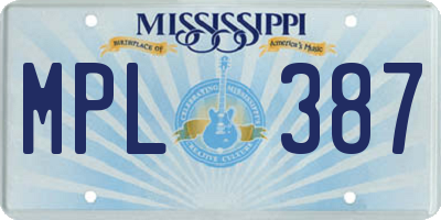 MS license plate MPL387