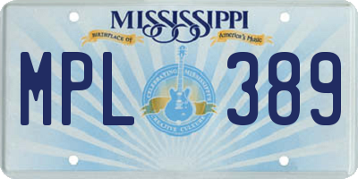 MS license plate MPL389