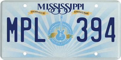 MS license plate MPL394
