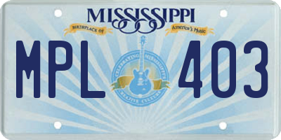 MS license plate MPL403