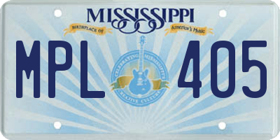 MS license plate MPL405