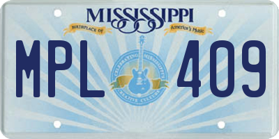 MS license plate MPL409