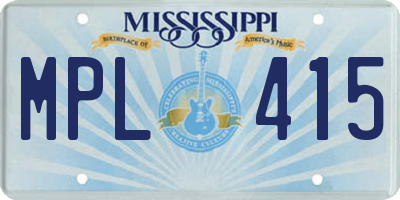 MS license plate MPL415