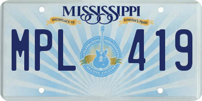 MS license plate MPL419