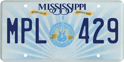 MS license plate MPL429