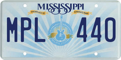 MS license plate MPL440