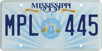 MS license plate MPL445