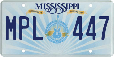 MS license plate MPL447