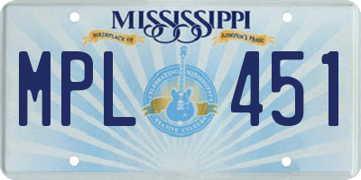 MS license plate MPL451