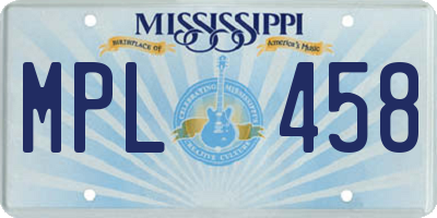 MS license plate MPL458