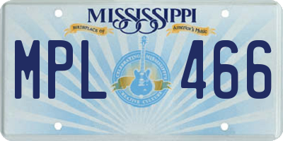 MS license plate MPL466