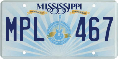 MS license plate MPL467