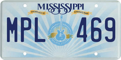 MS license plate MPL469