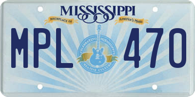 MS license plate MPL470