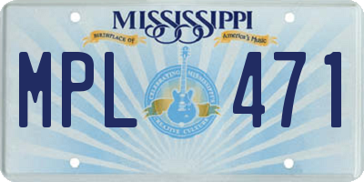MS license plate MPL471