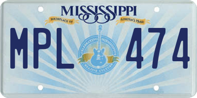 MS license plate MPL474