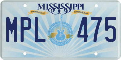 MS license plate MPL475