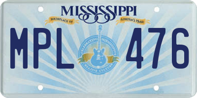 MS license plate MPL476