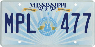 MS license plate MPL477