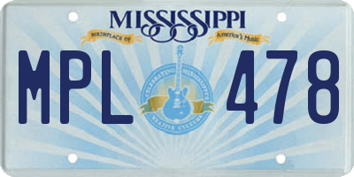 MS license plate MPL478
