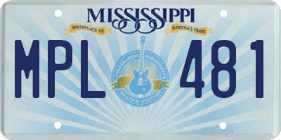 MS license plate MPL481