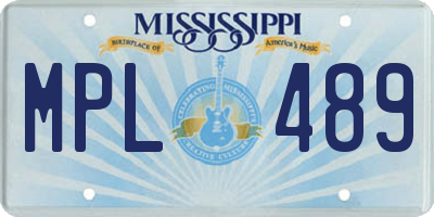 MS license plate MPL489