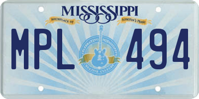 MS license plate MPL494