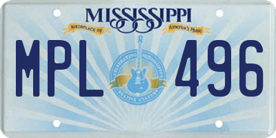 MS license plate MPL496