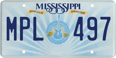 MS license plate MPL497