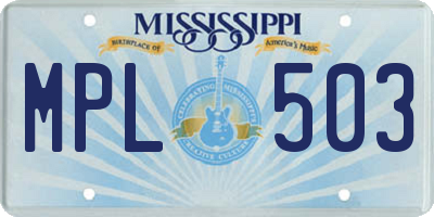 MS license plate MPL503