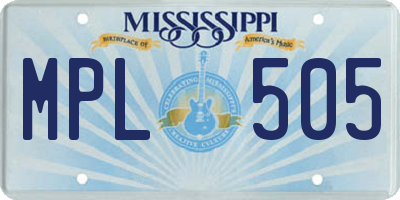 MS license plate MPL505