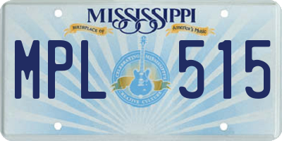MS license plate MPL515
