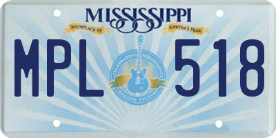 MS license plate MPL518