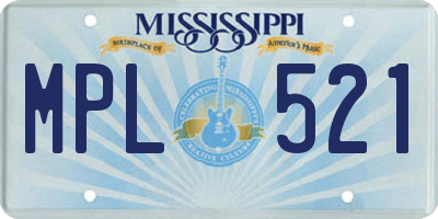 MS license plate MPL521